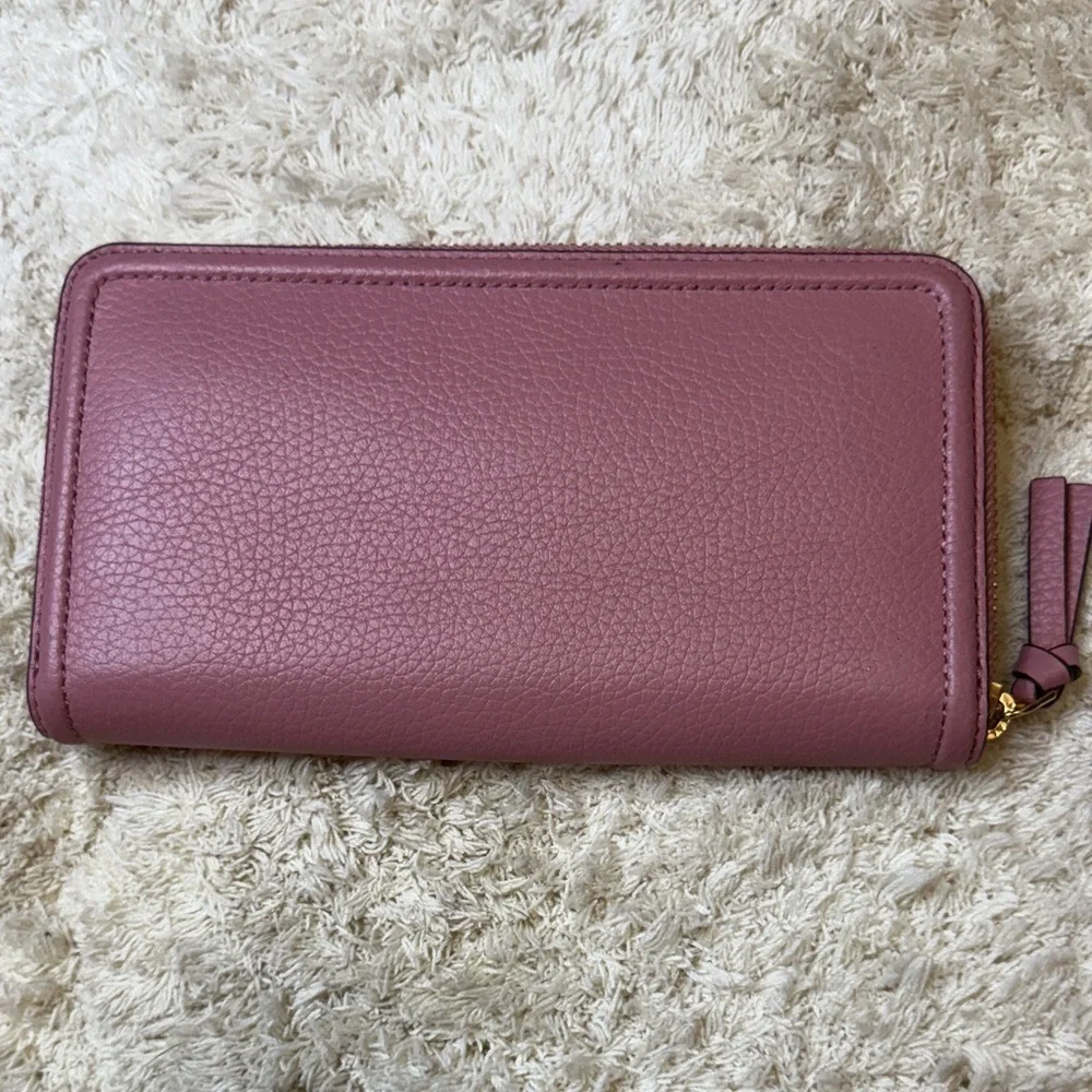 Tory Burch Mauve Thea Multi-Gusset Zip Continental Leather Wallet